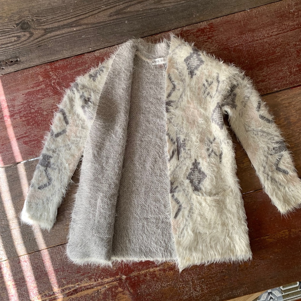 Furry Cardigan ❄️ / Knox Rose / Aztec Cream Gray Print / Size XS